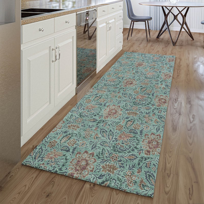 Premium Washable Super Soft Floral Mayfield Rug - Teal - 2' 3" x 7' 6" - Runner