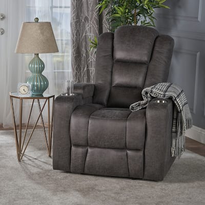 Large Power Recliner Chair with Arm Storage, Cup Holders and USB Port, Slate