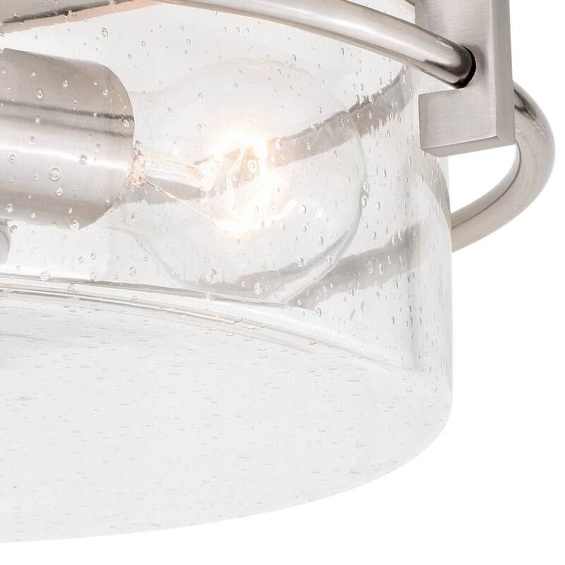 Addison 15-in W Satin Nickel Semi Flush Mount Ceiling Light Clear Glass - 15-in W x 8-in H x 15-in D