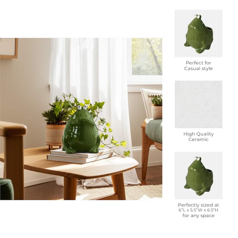 Decorative Frog Design Candle - Whimsical Scented Candle - 7", Green - 6.5"