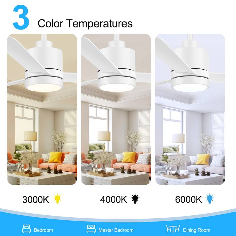 52 in. Integrated LED Indoor Black/White Ceiling Fan with Light and Remote Control Included