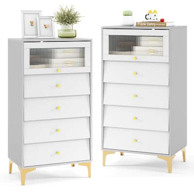 Gymax 2 PCS 4 Drawer Dresser 44.5'' Tall Dresser Chest of Drawers