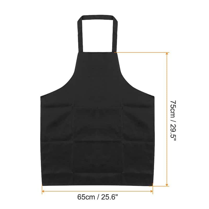 4pcs Kitchen Cooking Aprons 75x65cm Polyester Art Apron - 75cmx65cm - Black