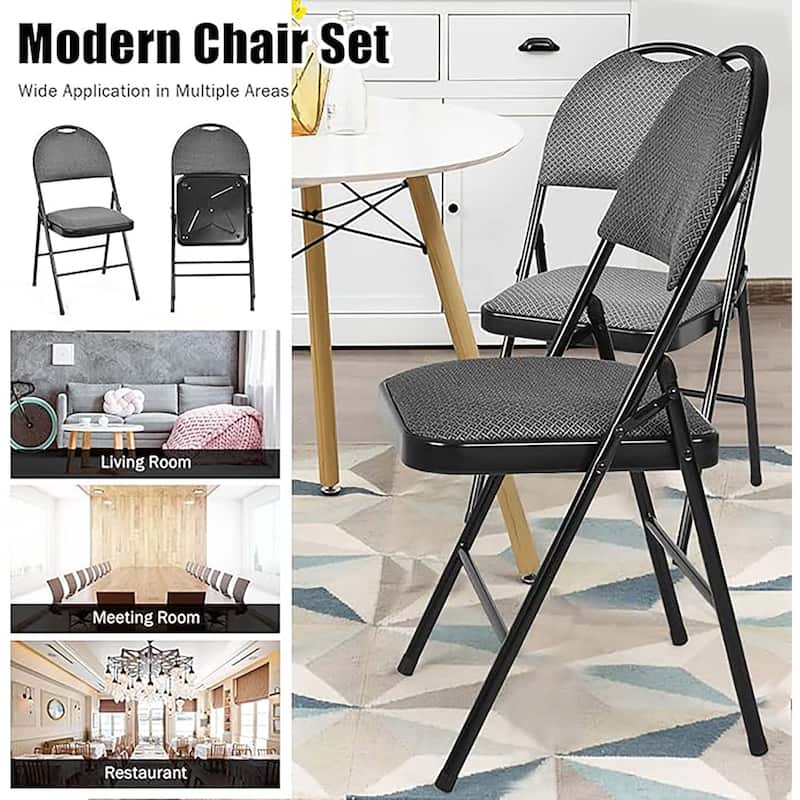 2/4 Pack Folding Chairs Portable Padded Office Kitchen Dining Chairs