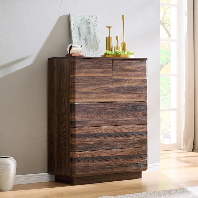 Modern 6 Drawer Dresser for Bedroom, Handle-less Wooden Dressers