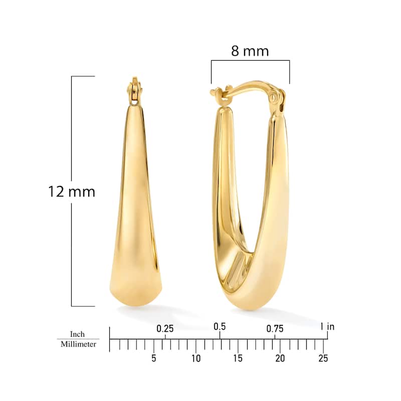 Clover 14K Yellow Gold Graduated Hoop Earrings - High-Polish or Diamond-Cut