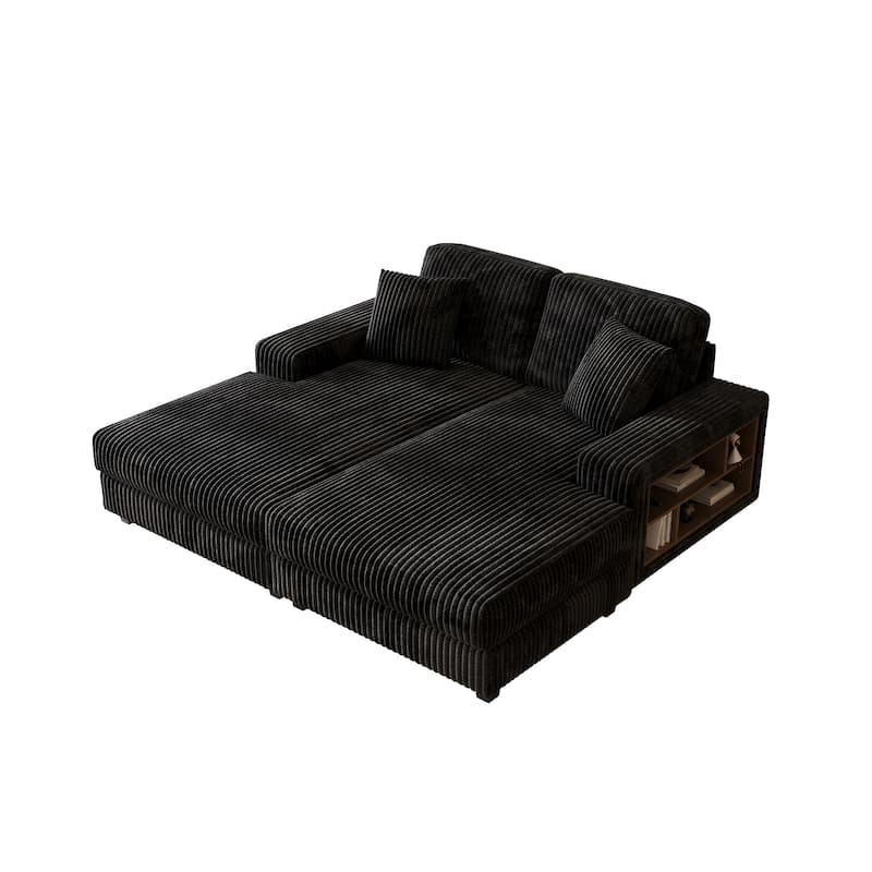 U-Shaped Sectional Sofa, Sleeper Sofa with High-Density Foam, Double Lounge Chair Sofa Bed with Pocketed Coil Cushions