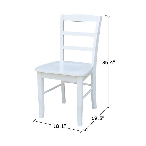 dimension image slide 6 of 12, International Concepts Solid Wood Madrid Ladderback Chairs, Set of 2 - N/A