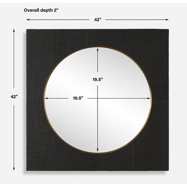 Brass Plated Frame Square Wall Mirror - 42" - Black