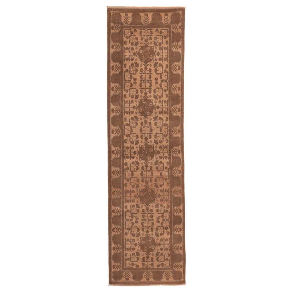 ECARPETGALLERY Hand-knotted Finest Khal Mohammadi Brown Wool Rug - 2'7 x 9'7