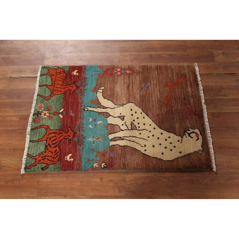 Animal Pictorial Kazak Oriental Accent Rug Handmade Wool Carpet - 2'1"x 2'10"
