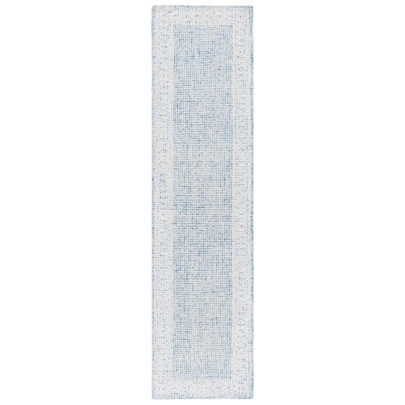 SAFAVIEH Handmade Ebony Lutien Wool Rug - 2'3" x 9' Runner - Blue/Ivory