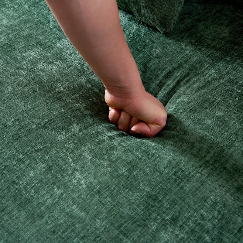 111.02" Curved Chenille Sectional Sofa, No Assembly Required