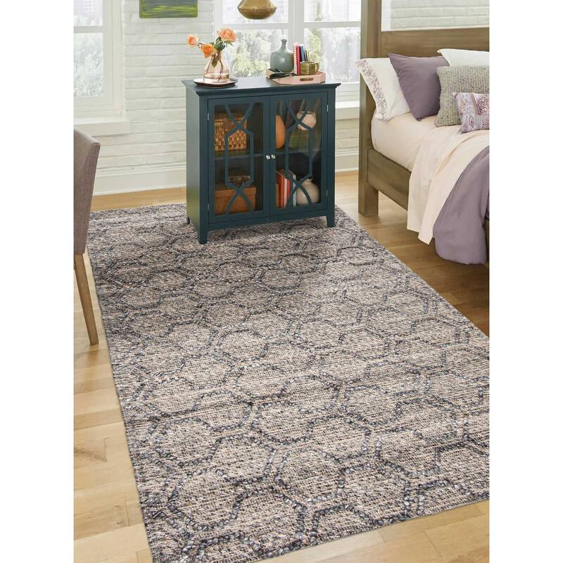 ECARPETGALLERY Braid weave Sienna Dark Grey Wool Rug - 5'2 x 7'7