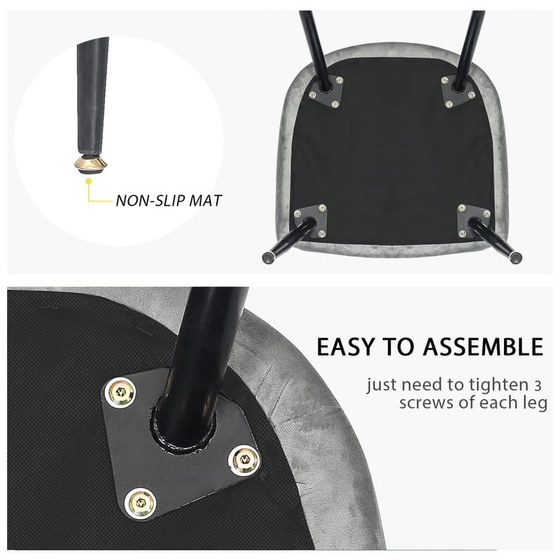 Adeco Set of 2 Accent Dining Chairs, Modern Elegant Velvet Chair