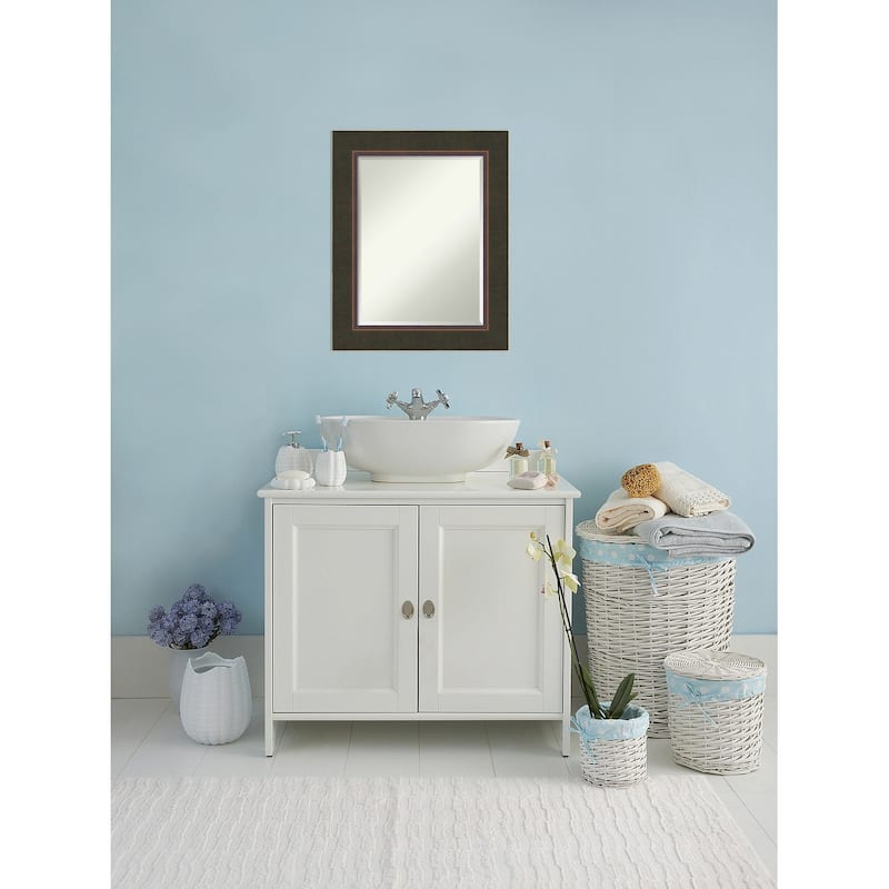 Beveled Wood Bathroom Wall Mirror - Milano Bronze Frame