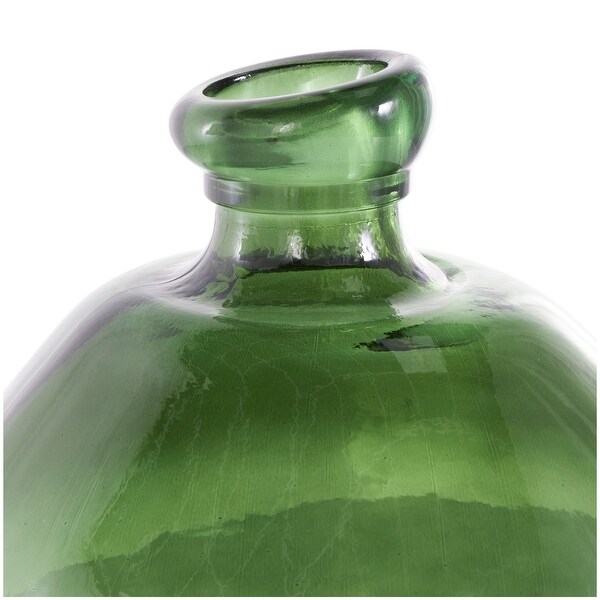 Green Recycled Glass Handmade Wide Ombre Spanish Bottle Vase - Bed