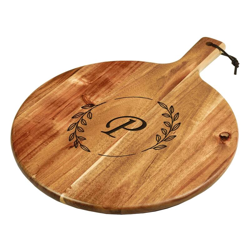Picnic at Ascot Personalized Round Acacia Charcuterie Board - P