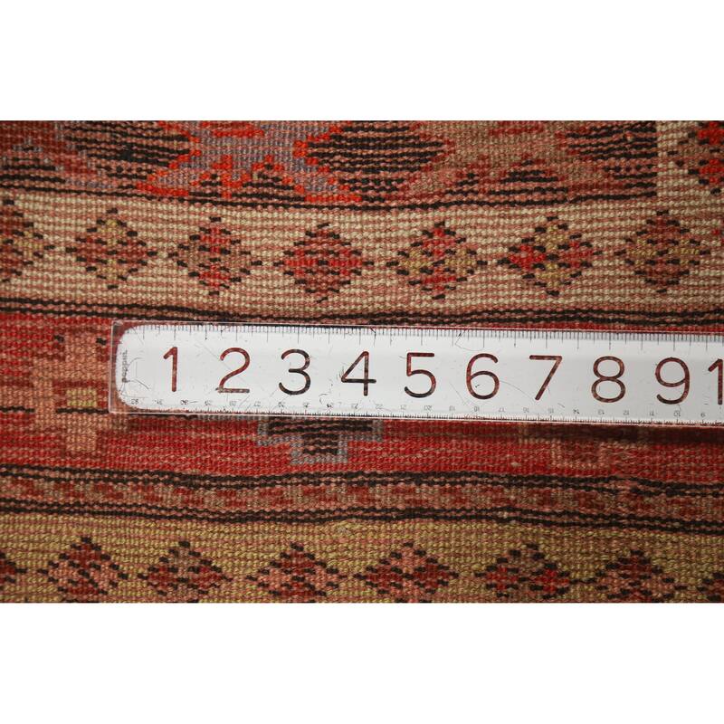 Hand Knotted Oriental 100% Wool Carpet Transitional Geometric Oranges & Rust Anatolian Area Rug - 4' 2'' X 3' 6''