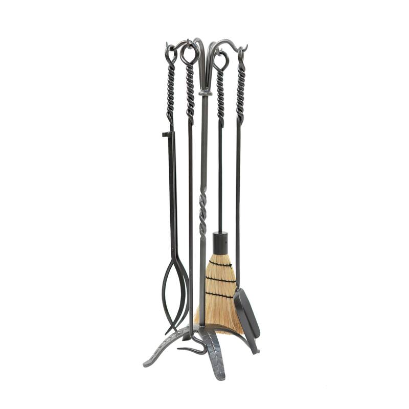 Achla Designs Rope Fireplace Set of 4 Tools, 32 Inch Tall, Graphite Finish