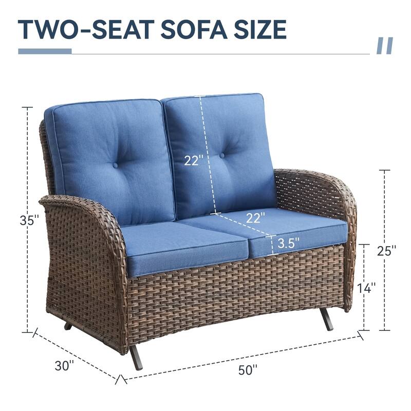 Gymojoy Stylish Patio Loveseat Glider Sofa with Cushions