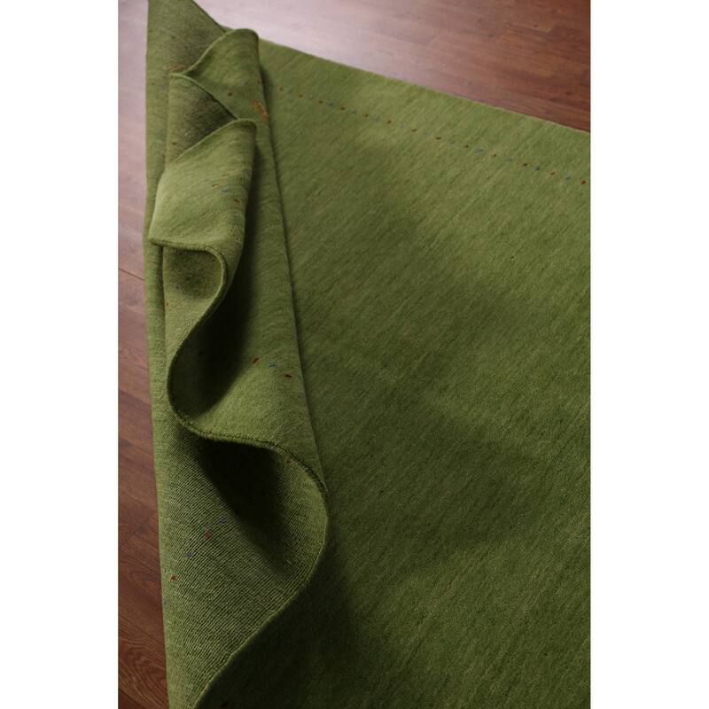 Hand Knotted Oriental 100% Wool Carpet Tribal Animal Pictorial Green Gabbeh Area Rug - 7' 8'' X 5' 3''