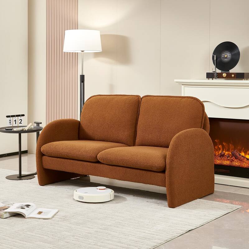 Modern Sherpa Upholstered Accent Chair - Orange-59.05"*30.70"*34.25"(L*W*H)