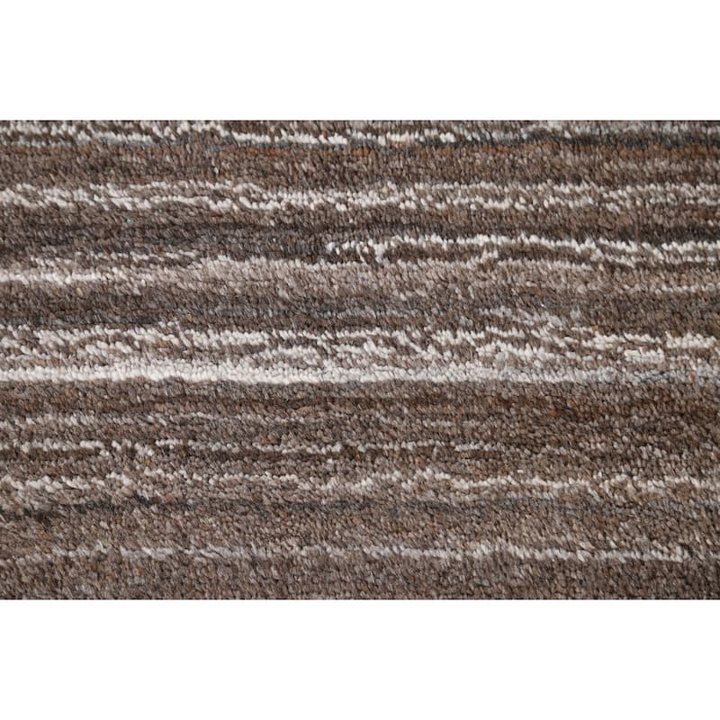 Brown Striped Gabbeh Contemporary Wool Area Rug Handmade - 4'0" x 5'11"