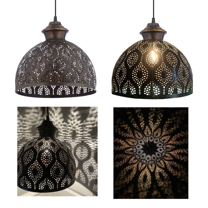Sigrid River of Goods Antique Bronze Metal Bowl-Shade Pendant Lamp - 11" x 11" x 11.25/70.25"
