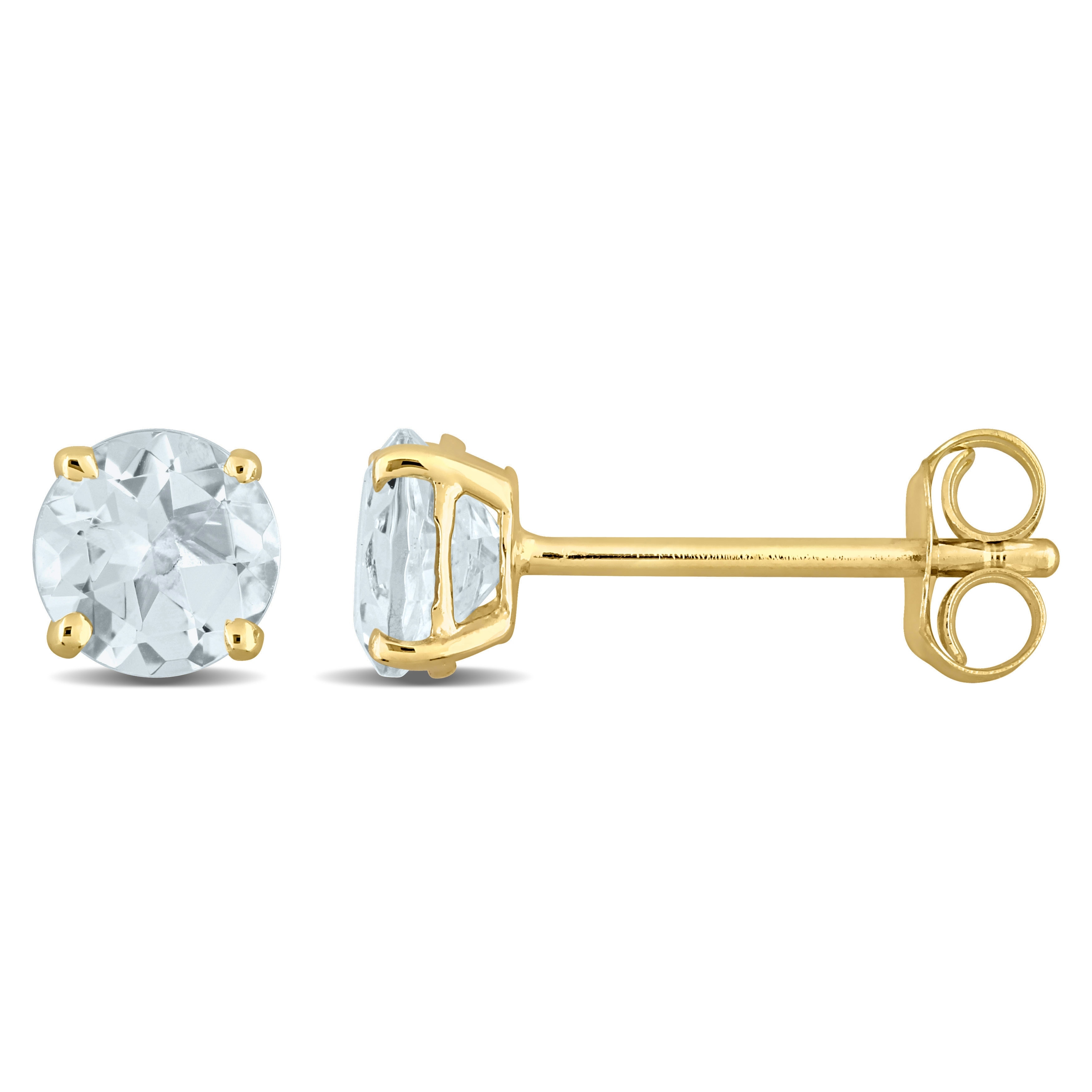 Miadora Aquamarine Solitaire Birthstone Stud Earrings in 14k Yellow Gold