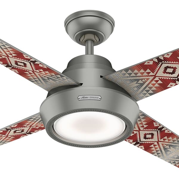 Hunter 54 Pendleton Ceiling Fan With Led Light Kit And Handheld Remote Matte Silver Overstock 27538893