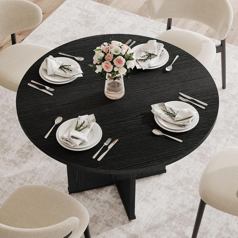 39.4-inch Wood Round Kitchen/Dining Table for 4 People Dining/Living Room
