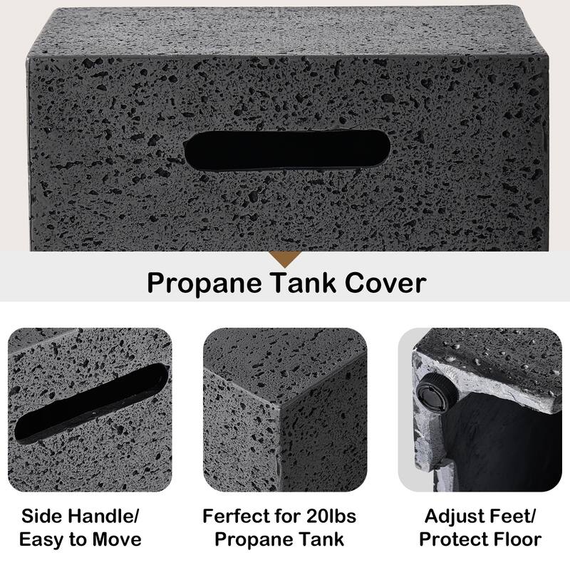 COSIEST 56'' Outdoor Propane Rectangle Fire Pit with Tank,Wind Glass