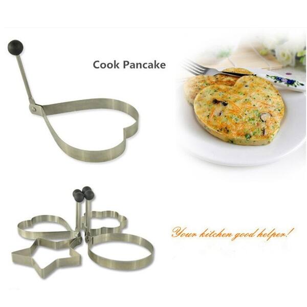 Shop 4pcs Stainless Steel Non Stick Small Frying Egg Mold Ring Panmould Black Silver 4 Pcs Overstock 28771938
