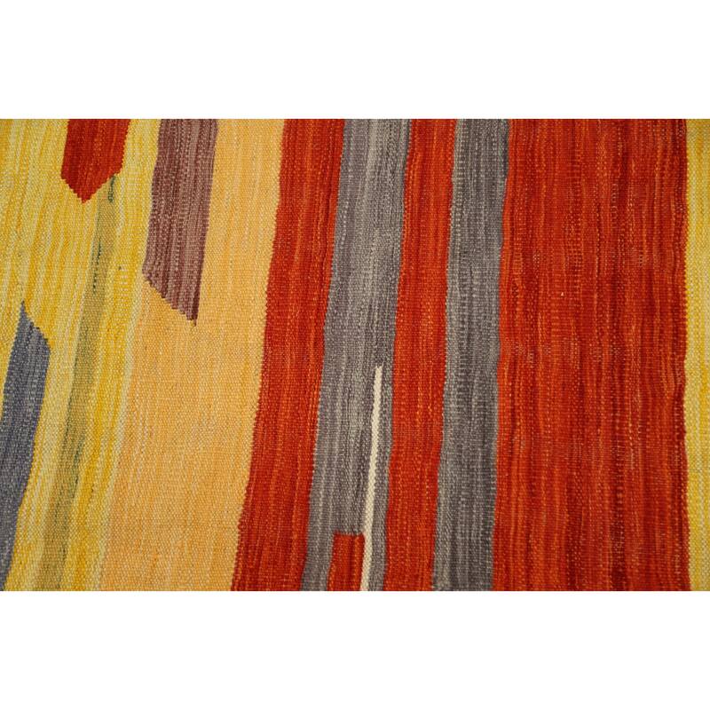 Hand Woven Oriental 100% Wool Carpet Southwestern Modern Multi-Colored Kilim Area Rug - 12' 10'' X 9' 11''