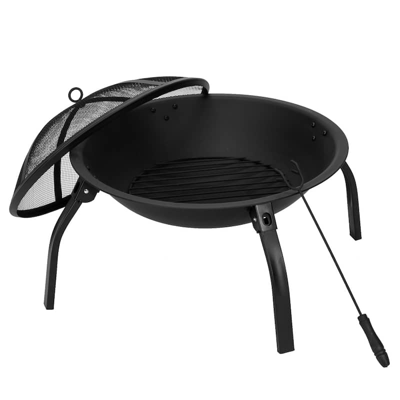 22 inches Foldable Iron Brazier Wood Burning Fire Pit