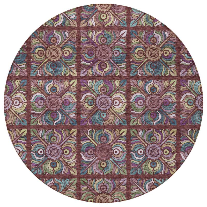 HomeRoots Medallion Transitional Rectangle Outdoor Rug