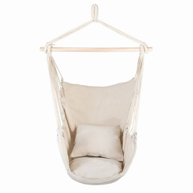 Distinctive Cotton Canvas Hanging Rope Chair with Pillows