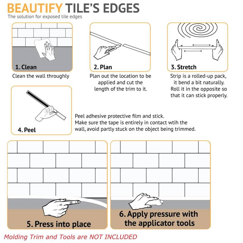 Walplus 20 pcs Pure White Grey Grout Classic Brick Glossy 3D Tile Sticker 12" x 6"