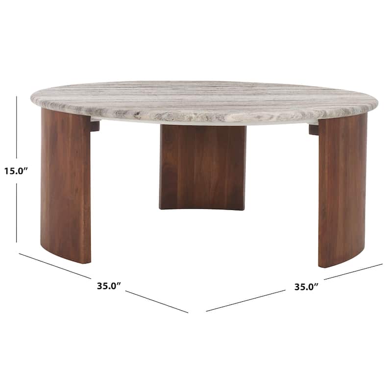 SAFAVIEH Home Dannica Marble Top Coffee Table - 35"W x 35"D x 15"H
