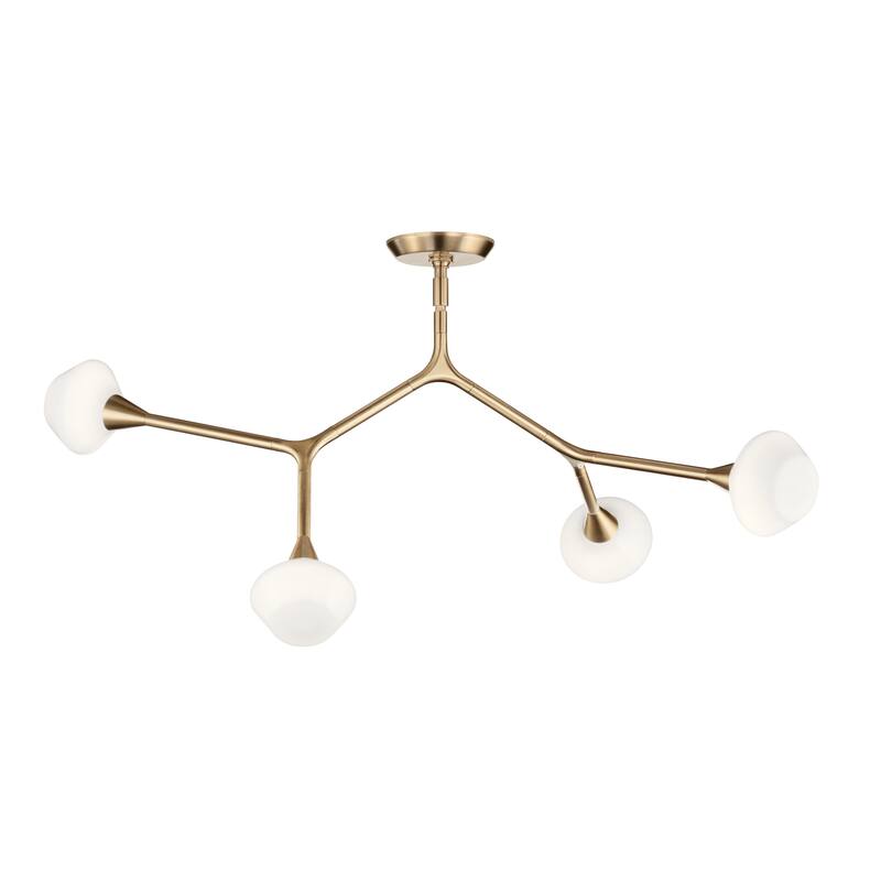 Cassius 39.5 Inch 4 Light Convertible Chandelier with Opal Glass in Champagne Bronze