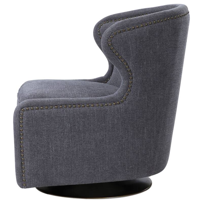 Uttermost Biscay 28" Wide Wingback Swivel Chair with Herringbone
