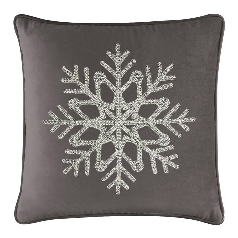 Sparkles Home Rhinestone Snowflake Pillow - Charcoal - 16 x 16
