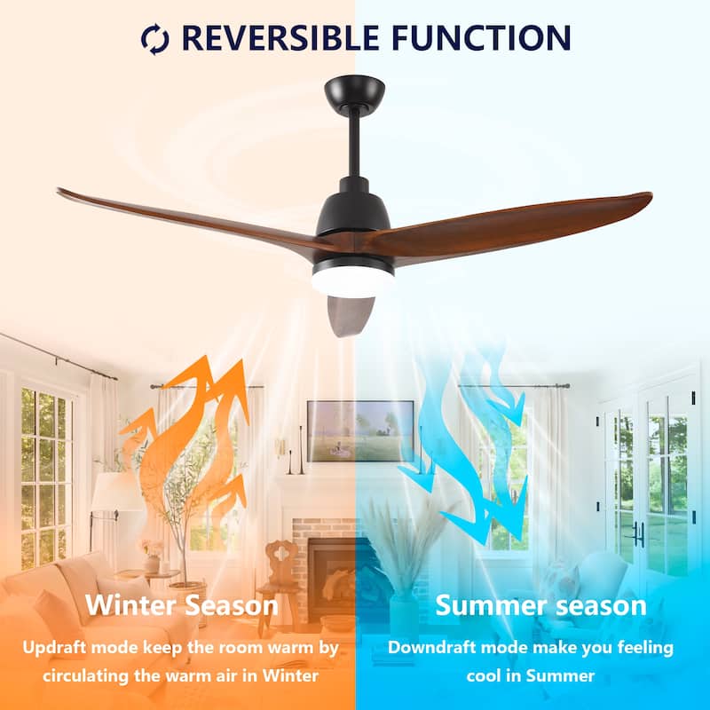 52" Ceiling Fan w/ 3 Color Dimmable Remote Control Reversible DC Motor