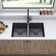 preview thumbnail 44 of 50, Sinber Undermount Double Bowl 304 Stainless Steel Kitchen Sink 32" x 19" x 10"(18 Gauge Sink Only) - Black