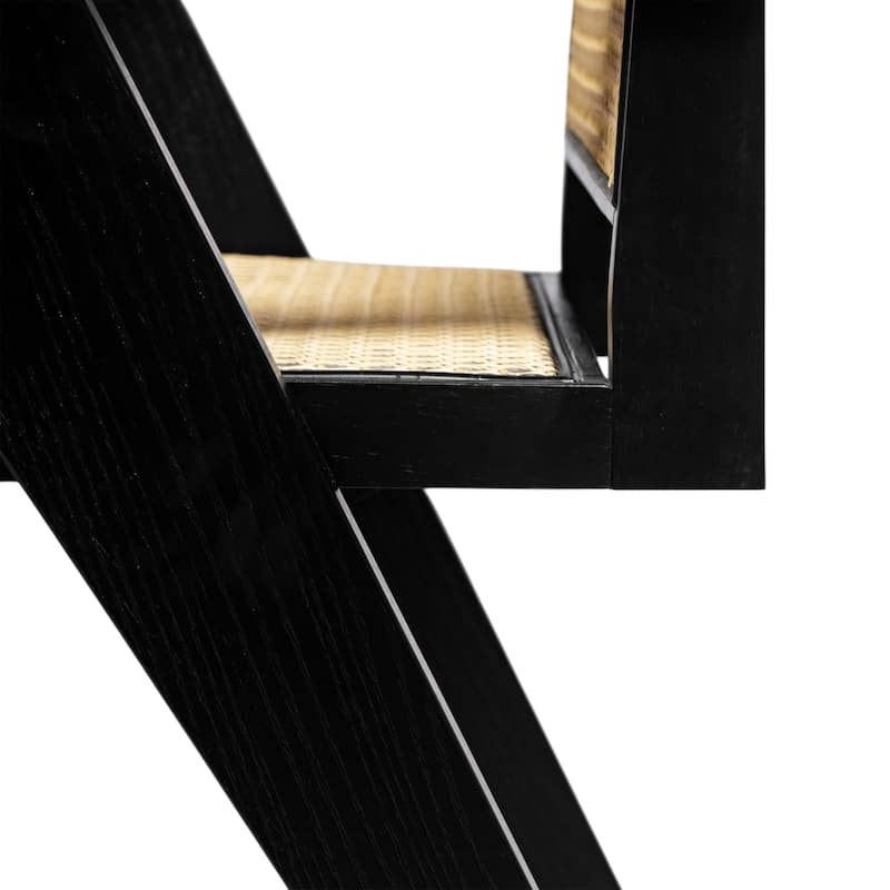 2-Piece Dining Room Arm Chairs Set with Square Rattan Backrest