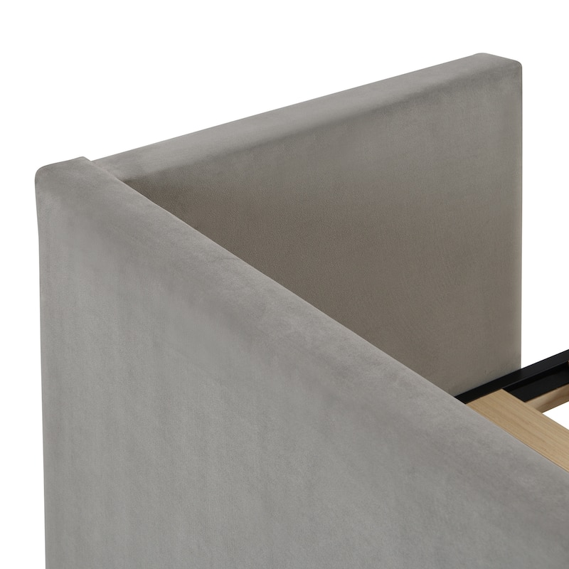 Grey Upholstered Twin Size Daybed with Pop Up Trundle, Multi-Functional Design
