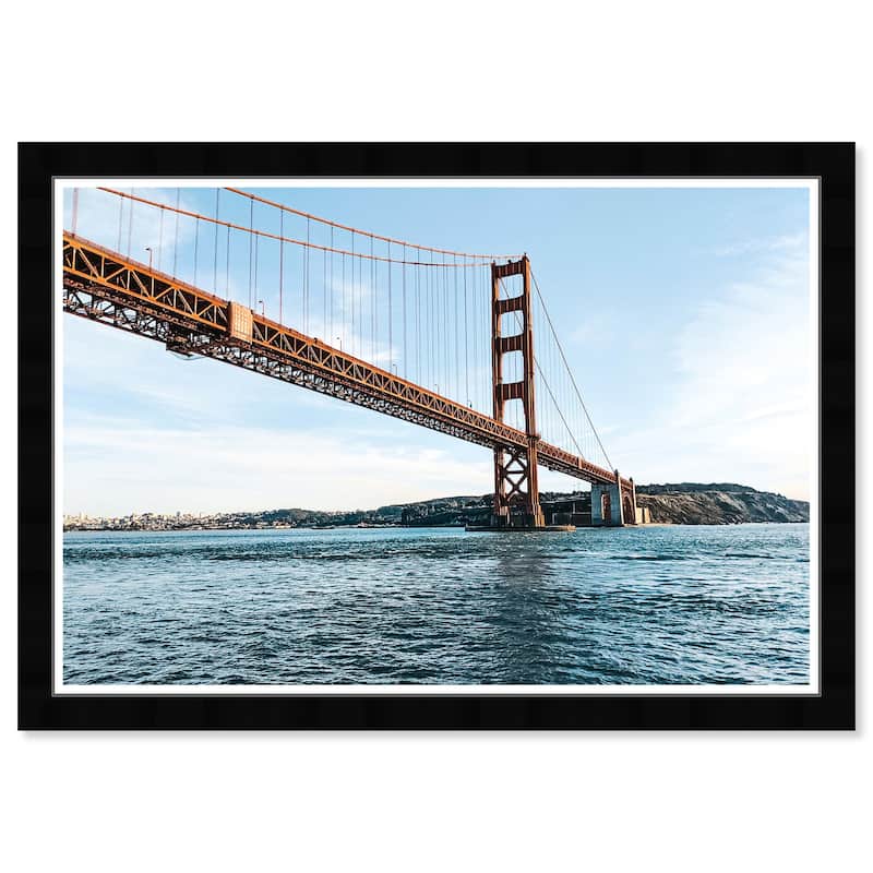 Wynwood Studio Prints Cities and Skylines A Golden Gate View Blue and Modern & Contemporary Wall Art Canvas Print