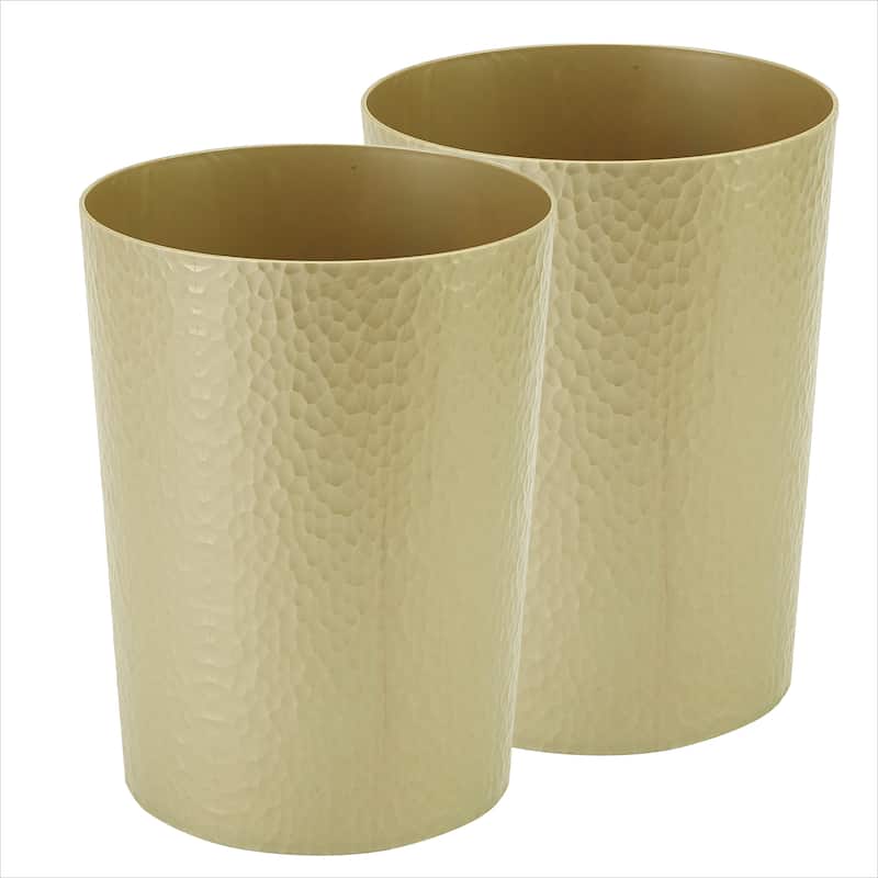 Bath Bliss Hammered Textured Trash Can - Gold - 2 PK