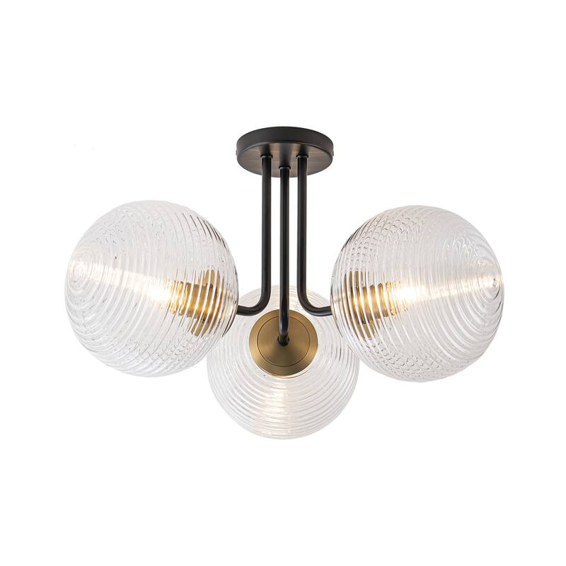 3 - Light 22'' Modern Sputnik Globe Glass Semi Flush Mount Light